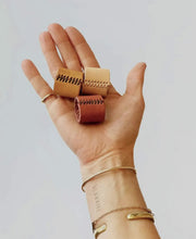 Load image into Gallery viewer, Naturally Dyed Leather Scarf/ Bandana Cuffs