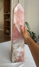 Load image into Gallery viewer, AAA Grade Rose Quartz Point with Iron and Black Tourmaline Inclusions - From Brazil Crystal