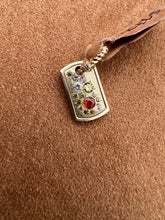 Load image into Gallery viewer, MILES MCNEEL SMALL DOG TAG DIAMONDS / SAPPHIRES / 14K YELLOW GOLD