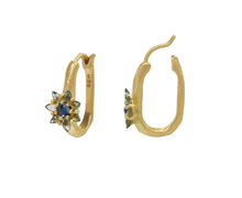 Load image into Gallery viewer, POLLY WALES Blue and Green Sapphire Oval Daisy Earrings SPECIAL ORDER FOR SUE
