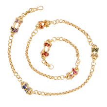 Load image into Gallery viewer, POLLY WALES 17” CECILE HANDMADE ONE OF A KIND CHAIN RAINBOW 18K YELLOW GOLD NECKLACE 5.81cts Sapphires