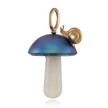 Load image into Gallery viewer, MAURA GREEN Blue Mabe Pearl Magic Mushroom Charm with Snail