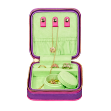 Load image into Gallery viewer, POLLY WALES LARGE ZIP JEWELLERY CASE PURPLE AND PINK