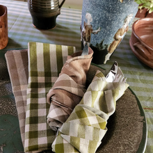 Load image into Gallery viewer, GRID CHECKER NAPKIN PAIR OF TWO
