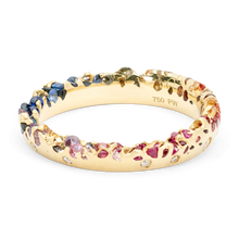 Load image into Gallery viewer, POLLY WALES Rainbow Gradient Constellation Ring with Diamonds SIZE 6 18k yellow Gold Rainbow Sapphires and Diamond