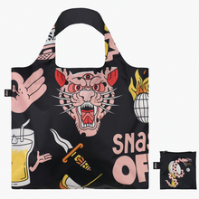 Load image into Gallery viewer, LOQI TOTE Snask Tiger Snake Beer Black Recycled Bag