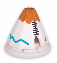 Load image into Gallery viewer, INCENSE OF THE WEST White Teepee Burner - Turquoise & Buckskin - and 20 Count Box of Piñon Incense