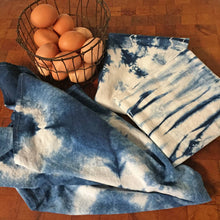 Load image into Gallery viewer, FIBER + MUD Indigo Dyed Shibori Tea Towel Burst