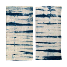 Load image into Gallery viewer, FIBER + MUD Indigo Dyed Shibori Tea Towel STRIPES