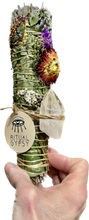 Load image into Gallery viewer, Ritual Gypsy Large Sage Wand + Clear Quartz 9"