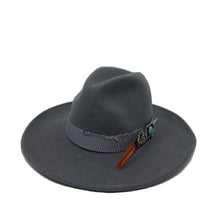 Load image into Gallery viewer, LOVELY BIRD DALLAS FEDORA ASH BLUE GRAY / NAVY HAT