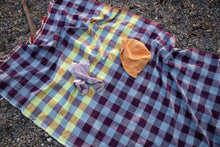 Load image into Gallery viewer, PURPLE PANSY PURPLE CHECKER 100% COTTON BLANKET, THROW, WRAP, TOWEL