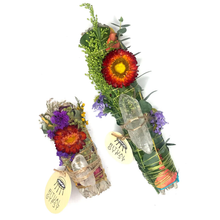 Load image into Gallery viewer, Ritual Gypsy Small Sage Wand with Clear Quartz 4"
