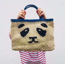 Load image into Gallery viewer, THE JACKSONS Panda- Natural with Blue & Black Panda BAG TOTE