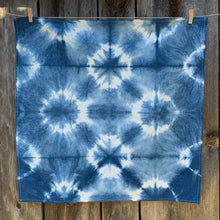 Load image into Gallery viewer, FIBER + MUD Indigo Dyed Shibori Tea Towel DARK STARS