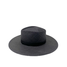 Load image into Gallery viewer, LOVELY BIRD PALOMA PANAMA STRAW FEDORA IN BLACK