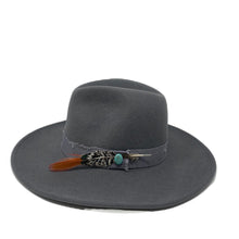 Load image into Gallery viewer, LOVELY BIRD DALLAS FEDORA ASH BLUE GRAY / NAVY HAT