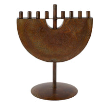 Load image into Gallery viewer, ENGRAVED COPPER AND IRON MENORAH