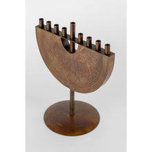 Load image into Gallery viewer, ENGRAVED COPPER AND IRON MENORAH