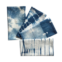 Load image into Gallery viewer, FIBER + MUD Indigo Dyed Shibori Cloth Napkins Assorted