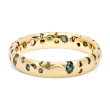 Load image into Gallery viewer, POLLY WALES Blue / Green Confetti Ring Narrow size 7.5