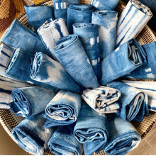 Load image into Gallery viewer, FIBER + MUD Indigo Dyed Shibori Tea Towel Burst