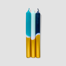 Load image into Gallery viewer, PINK STORIES Dip Dye Xmas * Frosty blue BLUES WITH GOLD CANDLES