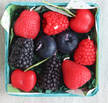 Load image into Gallery viewer, BEESWAX BIRTHDAY CANDLES CHERRY, BLACKBERRY, STRAWBERRY, RASPBERRY
