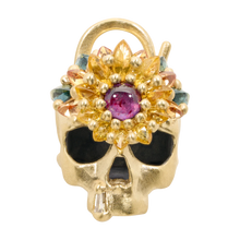 Load image into Gallery viewer, Polly Wales Blossom Crush Skull Daisy Padlock Necklace
