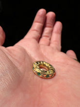 Load image into Gallery viewer, MINI HAG STONE ENGRAVED FISH EMERALD AND DIAMONDS ON THE OUTSIDE
