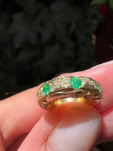 Load image into Gallery viewer, MINI HAG STONE ENGRAVED FISH EMERALD AND DIAMONDS ON THE OUTSIDE
