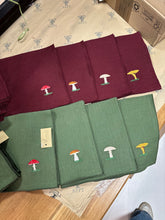 Load image into Gallery viewer, Hand Embroidered Mushrooms Pure Linen Napkin Set of 4
