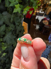 Load image into Gallery viewer, MINI HAG STONE ENGRAVED FISH EMERALD AND DIAMONDS ON THE OUTSIDE
