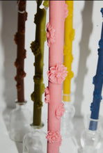Load image into Gallery viewer, FLORAL TAPER CANDLE SET OF TWO BEESWAX FROM SPAIN
