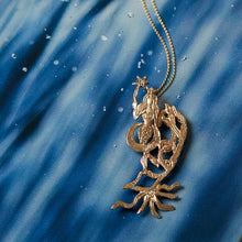 Load image into Gallery viewer, Mermaid crescent moon diamond pendant
