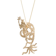 Load image into Gallery viewer, Mermaid crescent moon diamond pendant
