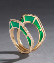 Load image into Gallery viewer, Andy Lif 18k Gold Green Double Cobra Ring Size 7
