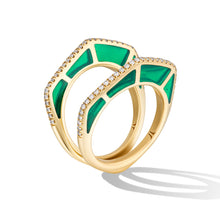 Load image into Gallery viewer, Andy Lif 18k Gold Green Double Cobra Ring Size 7
