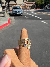 Load image into Gallery viewer, POLLY WALES CONFETTI SKULL RING SIZE 7.5 18K,  BLOSSOM CRUSH, LARGE STONES
