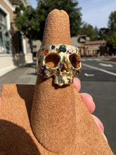 Load image into Gallery viewer, POLLY WALES CONFETTI SKULL RING SIZE 7.5 18K,  BLOSSOM CRUSH, LARGE STONES
