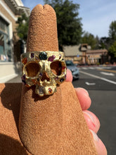 Load image into Gallery viewer, POLLY WALES CONFETTI SKULL RING SIZE 7.5 18K,  BLOSSOM CRUSH, LARGE STONES
