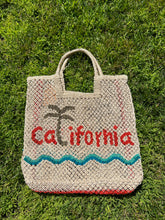Load image into Gallery viewer, CALIFORNIA BAG LARGE JUTE BAG TOTE TYSA EXCLUSIVE WAVES AND PALM TREE
