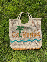 Load image into Gallery viewer, CALIFORNIA BAG LARGE JUTE BAG TOTE TYSA EXCLUSIVE WAVES AND PALM TREE
