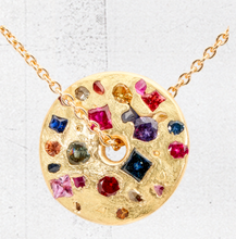 Load image into Gallery viewer, POLLY WALES ONE OF A KIND CELESTE SPINNING DISC NECKLACE MIXED CUT SAPPHIRES
