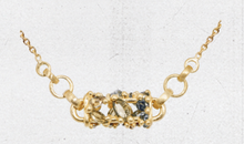 Load image into Gallery viewer, POLLY WALES FONTAINE BAR LINK NECKLACE 18K WITH MULTI GREEN SAPPHIRES
