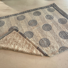 Load image into Gallery viewer, BABY / KIDDO KIDS FUZZY BLANKET COCONUT NEW KANTHA QUILT WITH MINKY FAUX FUR INDIGO AND WHITE  THROW BLANKET
