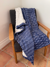 Load image into Gallery viewer, BABY / KIDDO KIDS FUZZY BLANKET COCONUT NEW KANTHA QUILT WITH MINKY FAUX FUR INDIGO AND WHITE  THROW BLANKET
