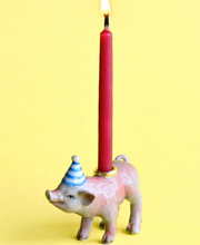Load image into Gallery viewer, CAMP HOLLOW PORCELAIN ANIMAL CAKE TOPPERS / CANDLE HOLDER
