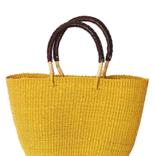 Load image into Gallery viewer, AFRICAN TOTE BASKET WITH LEATHER HANDLES
