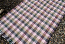 Load image into Gallery viewer, Triple Color Soft GREEN, PINK, TAN 100% COTTON CHECKER TOWEL, BLANKET, THROW, WRAP
